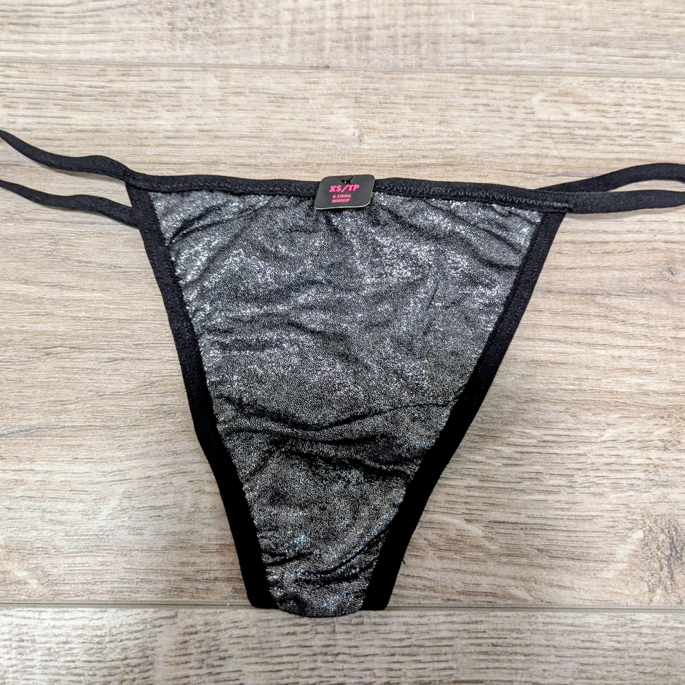 La SENZA Black Shimmer Thong with Dual Straps
